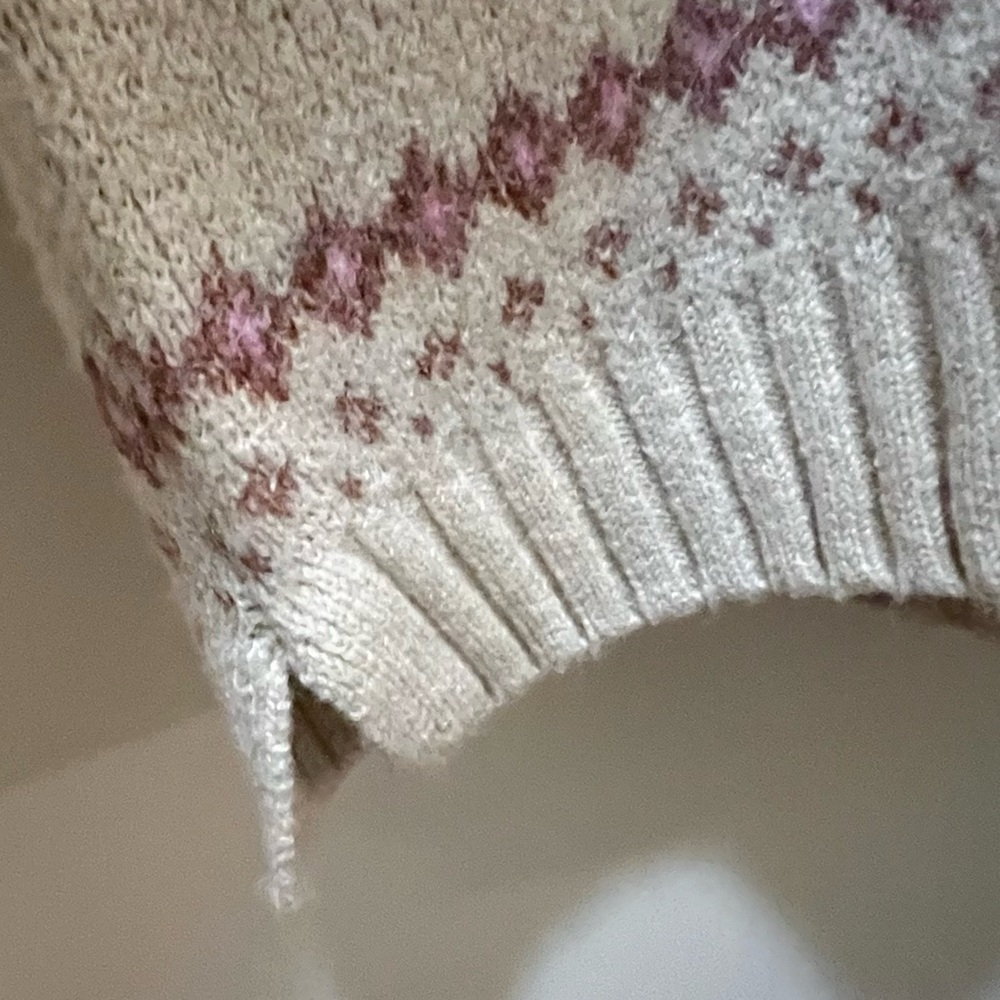 Anthropologie Haute Hippie Horse & Rose Fair Isle Knit Cardigan Cream & Pink NWT - Picture 13 of 13